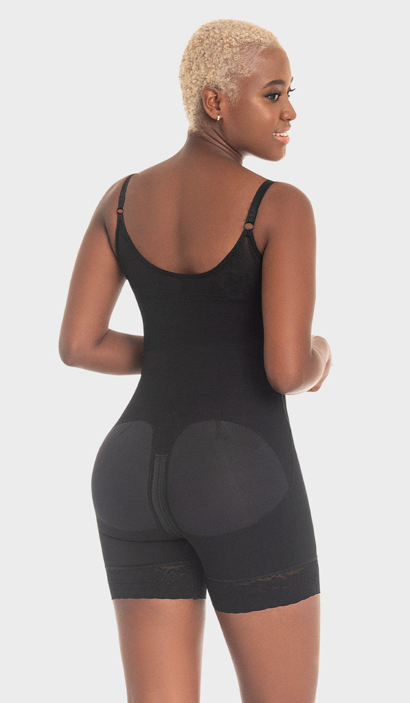 F0768 - MID-THIGH FAJA BACK COVERAGE AND ADJUSTABLE STRAPS WITH ZIPPER (6757412700336)