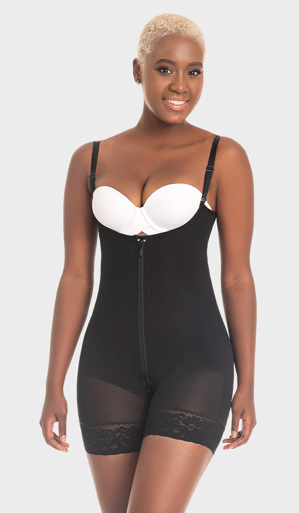 F0768 - MID-THIGH FAJA BACK COVERAGE AND ADJUSTABLE STRAPS WITH ZIPPER (6757412700336)